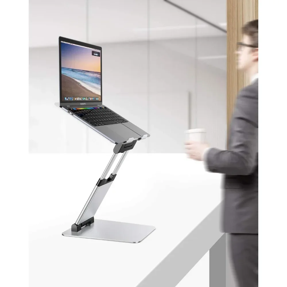 

Height Angle Adjustable Ergonomic Sit to Stand Laptop Holder Convertor aluminum laptop stand