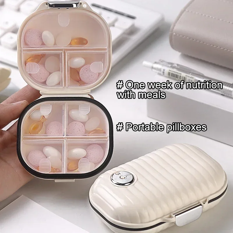 2pc Mini Portable Pill Box Travel for Seven Days Multi Grid Split Package Pills Tablets Sealed Storage Box Pill Organizer Weekly