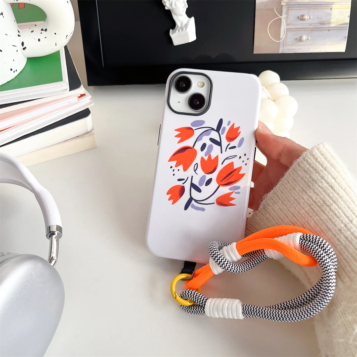 Small floral pattern intInclusive Phone Case Two-In-One Film Protective Shell For iPhone 15 14 13 12 11 Pro Max Plus Mini