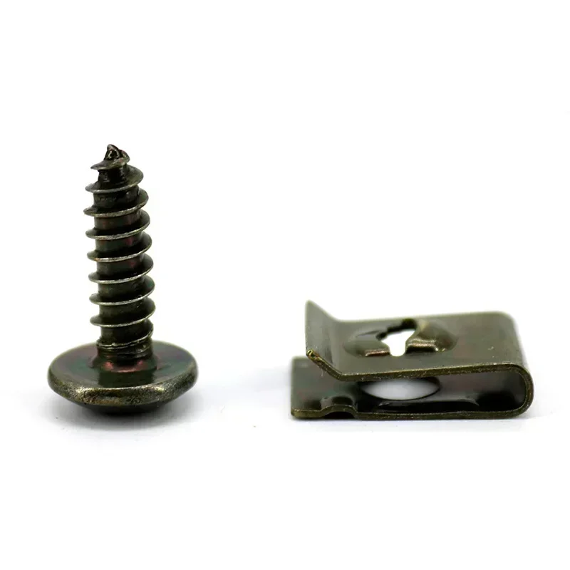 Mixed Car Motorcycles Metal Screw Tapping Fastener U-Type Screw Anti-rust Protection Clip Buckle Iron Sheet 100/10pcs