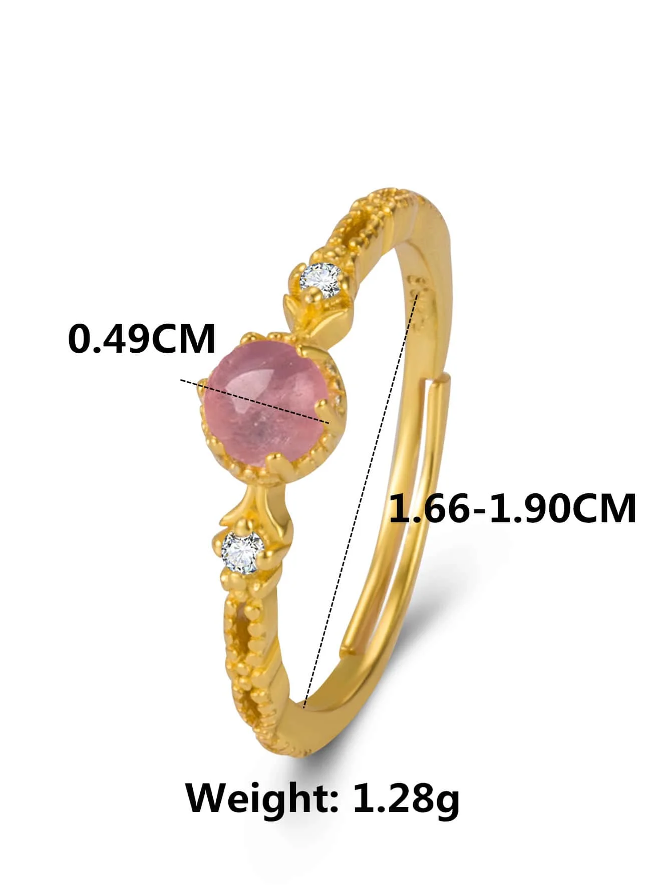 Light Luxury Real 100% 925 Sterling Silver 18k Gold pink gemstone Cubic zirconia Open Rings For Women Elegant Fine Jewelry Party Light Luxury Real 100% 925 Sterling Silver 18k Gold pink gemstone Cubic zirconia Open Rings For Women Elegant Fine Jewelry Party