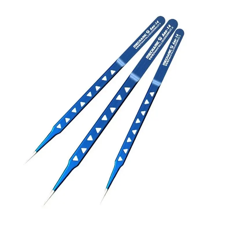 Precision Tweezers MECHANIC Aac-14 Non-magnetic High Hardness 8 Hollows Heat-dissipating Stainless Steel Phone PCB IC Chip Repair phone repair tweezers