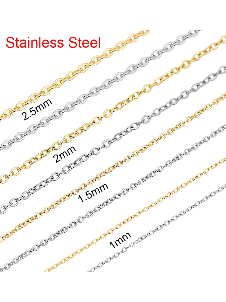 5meters Stainless Steel Link Chains Bulk Lot Dia 1mm 1.5mm 2mm 2.5mm Necklace Bracelet Chains for Diy Jewelry Making Supplies