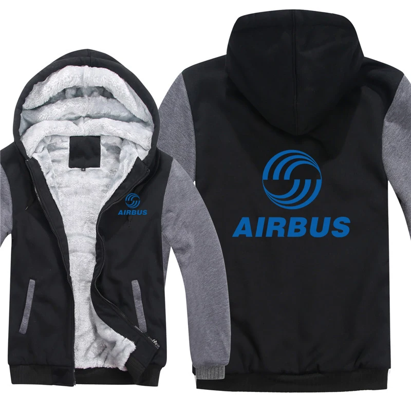 Winter Warm Airbus Zipper Fleece Thick Man Hoodies Airbus Sweatshirts Streetwear Men Coat Jacket 3