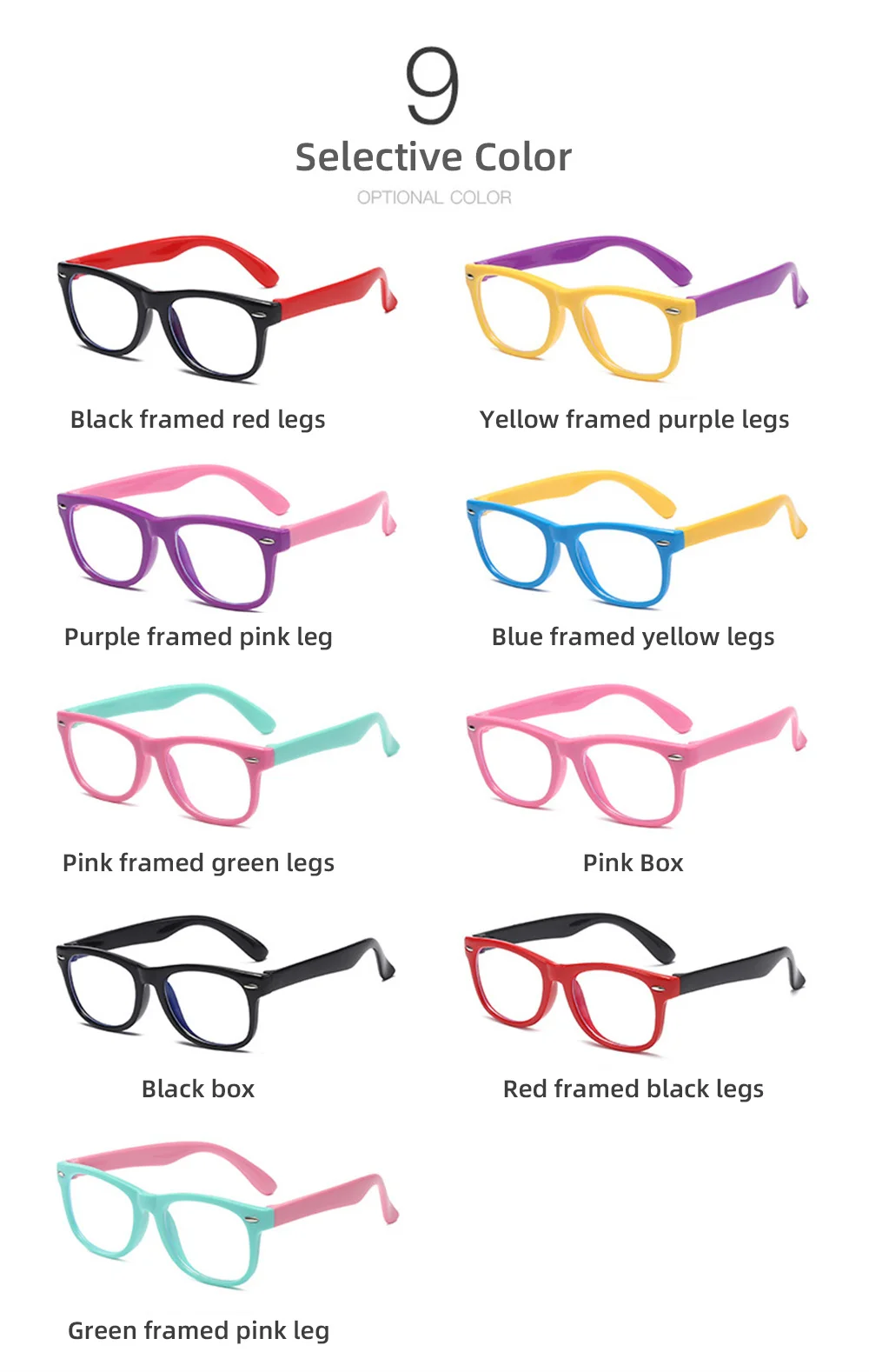Anti Blue Light Kids Glasses Square Children Boy Girls Computer Transparent Blocking Reflective Eyeglasses Silicone Soft Frame