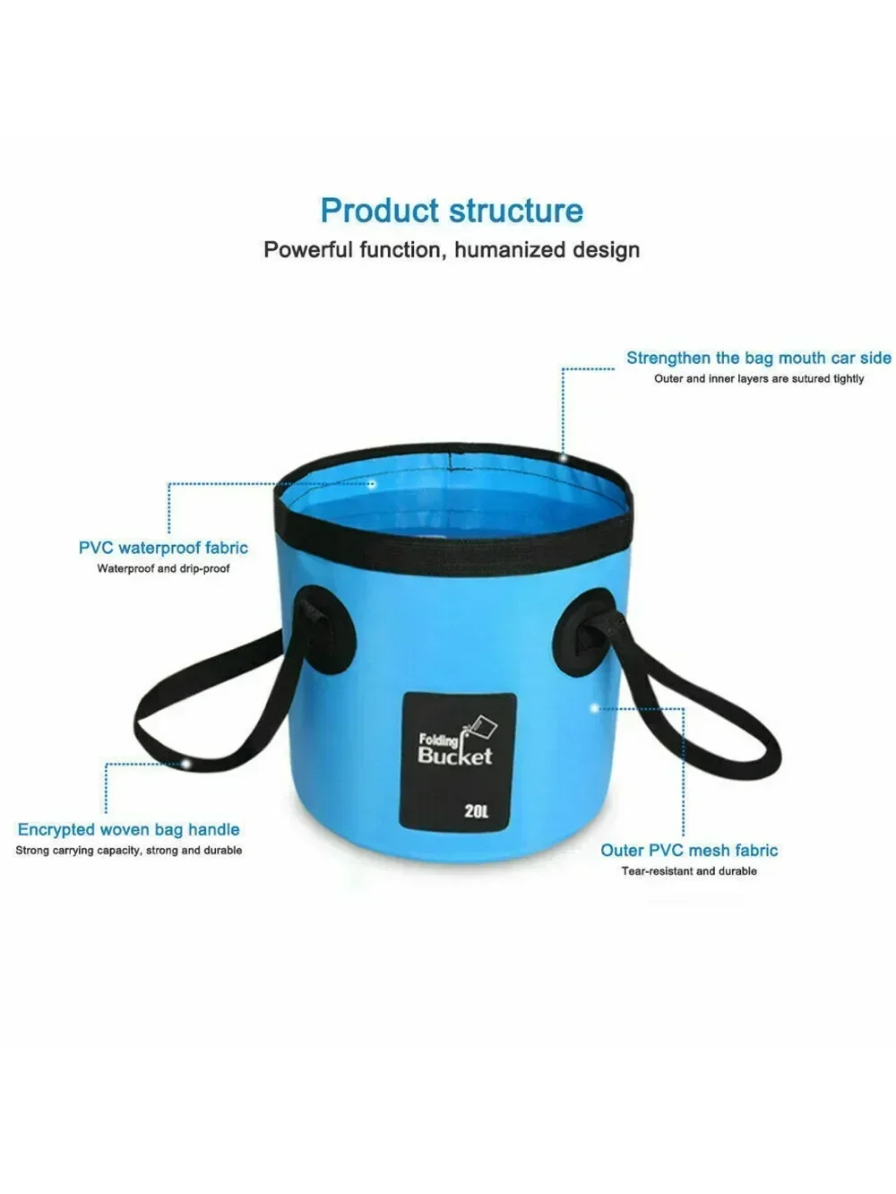 12L Folding Portable Multifunctional Waterproof Outdoor Travel Bucket Storage Container Camping Hiking Car Washing Bucket Camp