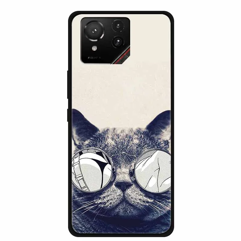 Cartoon Printed Soft Black Silicone Phone Case