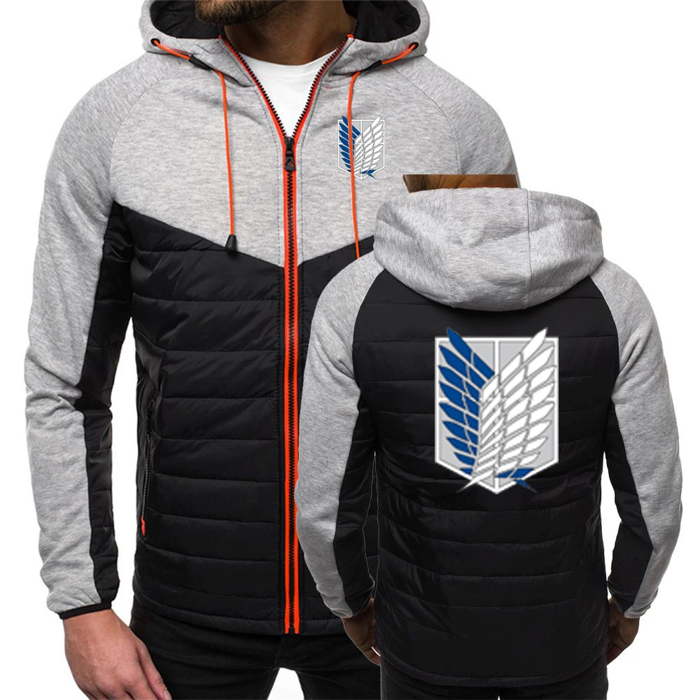 

Anime Attack on Titan 2023 Men Hoodoe Patchwork Cotton-padded Jacket Winter Coat Keep Warm Fashion New High-Quality Outdoor