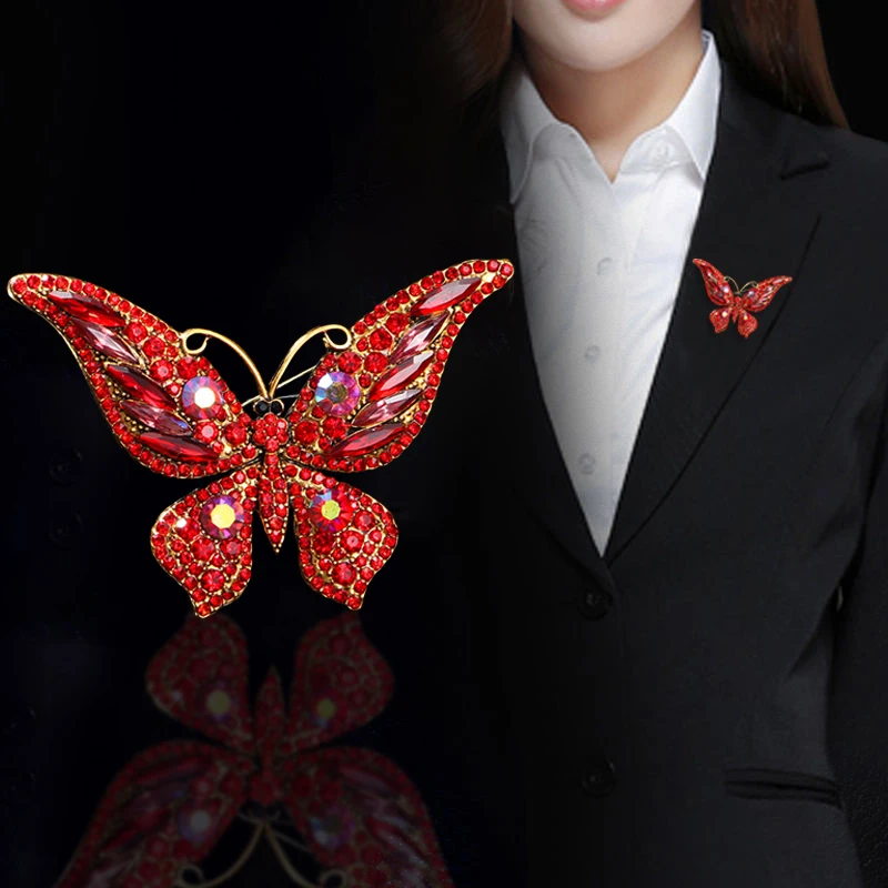 Colorful Butterfly Rhinestone Brooches For Women Shiny Crystal Lapel Pin Trendy Clothing Accessory Jewelry Wedding Party Gifts