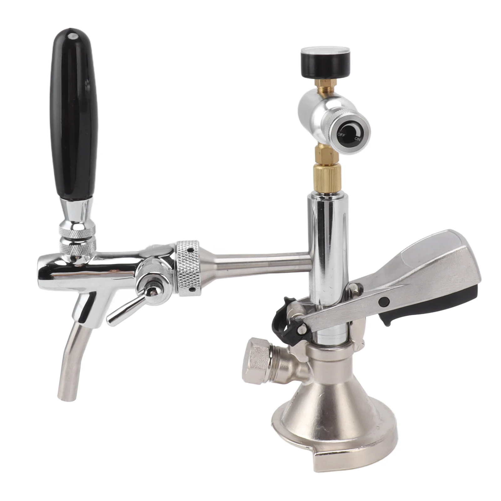

4in Party Beer Pump Stainless Steel Brass Beer Keg Pump Reusable Draft Beer Kegerator Pump with Pressure Gauge for Home