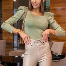 

Women's Blouse Pure Color Fashion Temperament Slim Slimming Short Knit Sweater Top Autumn Spring New Fashion Long Sleeve Ladies