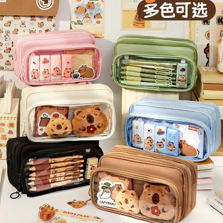 Pencil Cases Capybara Stationary Set For Kids Capybara School Supplies Set Capybara Pencil Case Wide Opening Mouth Pencil Pouch