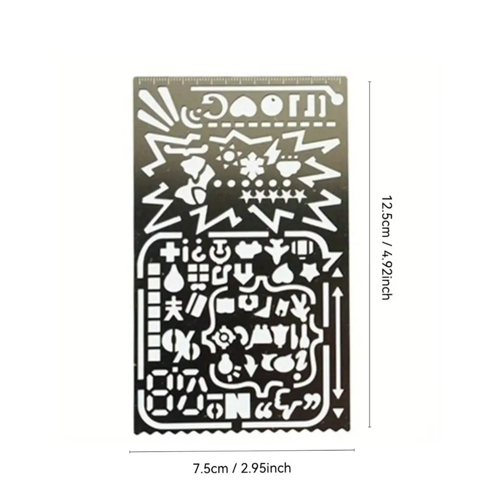 새로운 스테인레스 스틸 템플릿 눈금자 양면 DIY 북마크 눈금자 중공 휴대용 드로잉 눈금자 다이어리 노트 도구