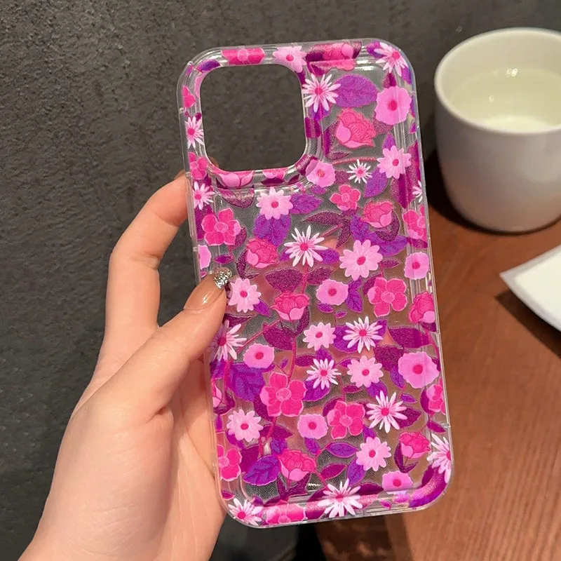 thumbnail image 1 of Funda transparente con estampado gráfico de flores para iPhone 15, iPhone 11, 13, 12, 14, 16 Pro Max, XR, X, Xs Max, 6, 7, 8 Plus, SE 2022, 1 of 5