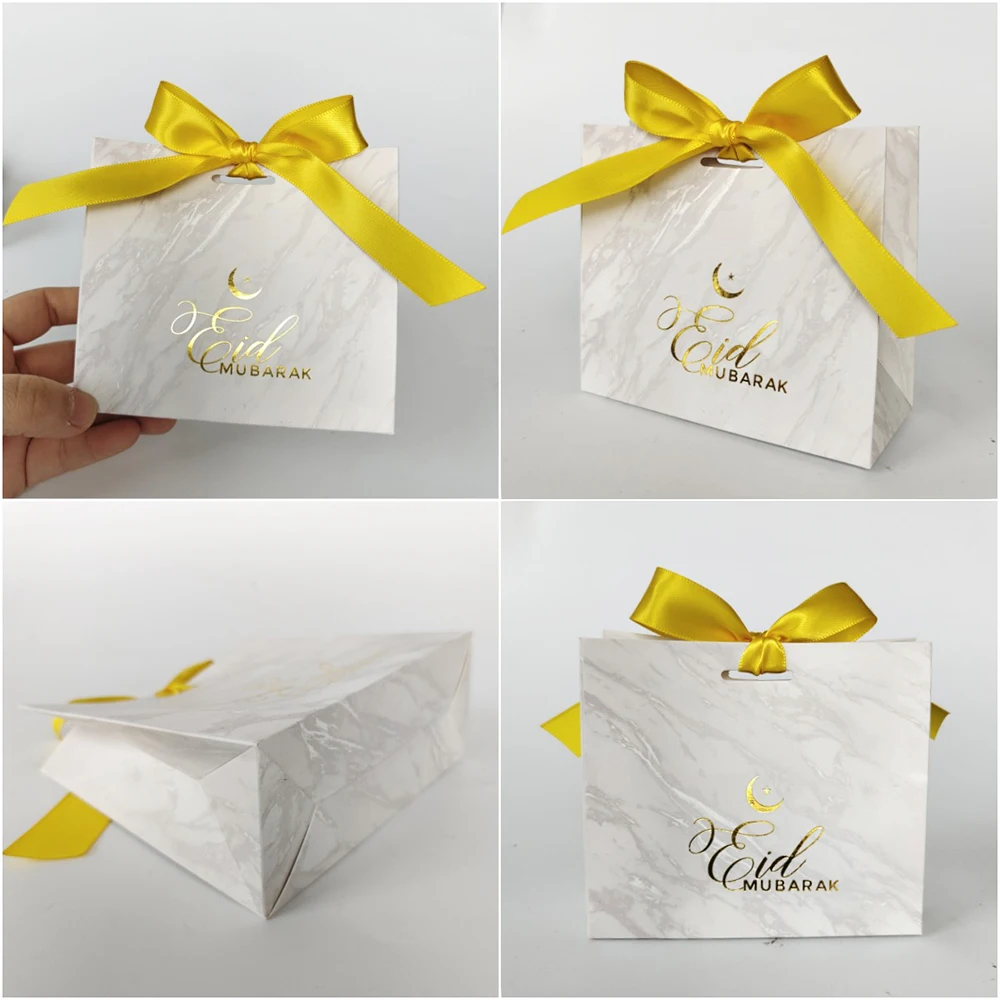 5Pcs Eid Mubarak Paper Gift Boxes Ramadan Kareem Candy Cookie Box Eid Party Gift Packaging Supplies Ramadan 2026