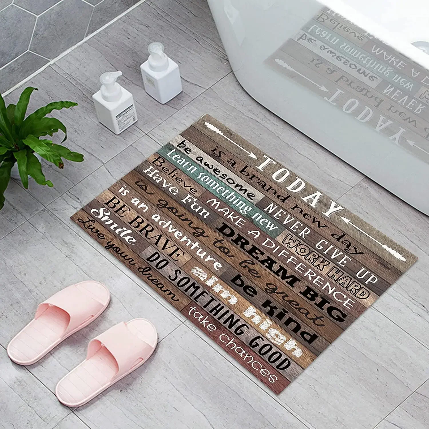 Welcome Mat Inspirational Motivational Quotes Indoor Doormat Indoor Front Floor Mat Anti-slip Area Rug Soft Bedroom Carpet