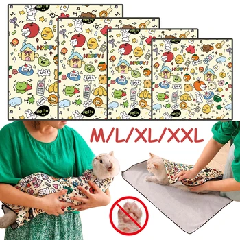 4 Sizes Cat Grooming Wrap Self-Adherent Cat Restraint Wrap Anti-Scratch Cat Swaddle Burrito Wrap for Cat Nail Trimming Grooming 1