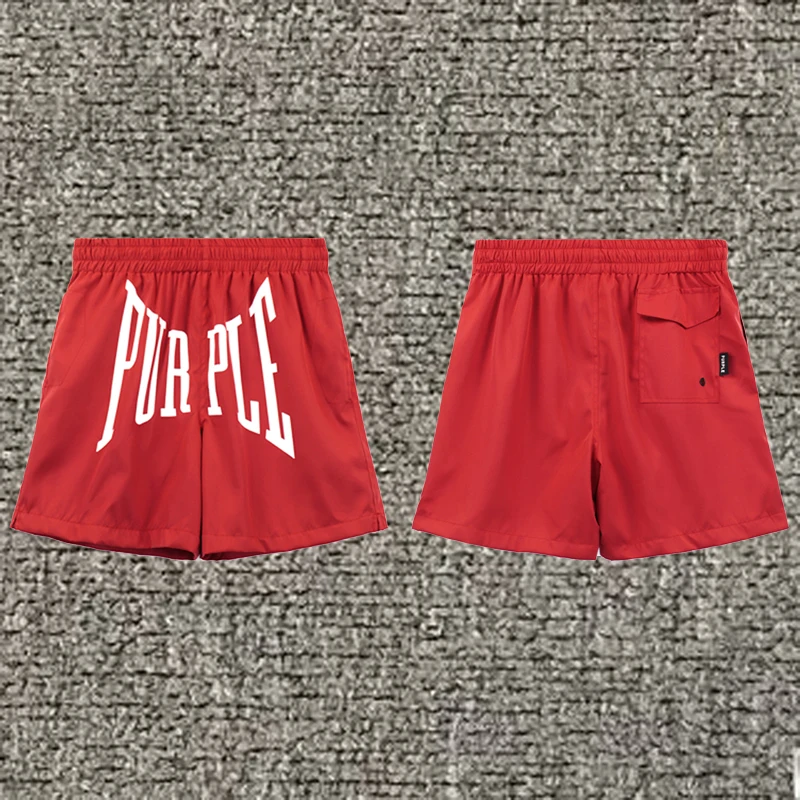 New Summer Purple Brand Letter Print Mesh Breathable Men's Women's Shorts Beach Loose Casual Hip Hop Quick Drying Sports Shorts