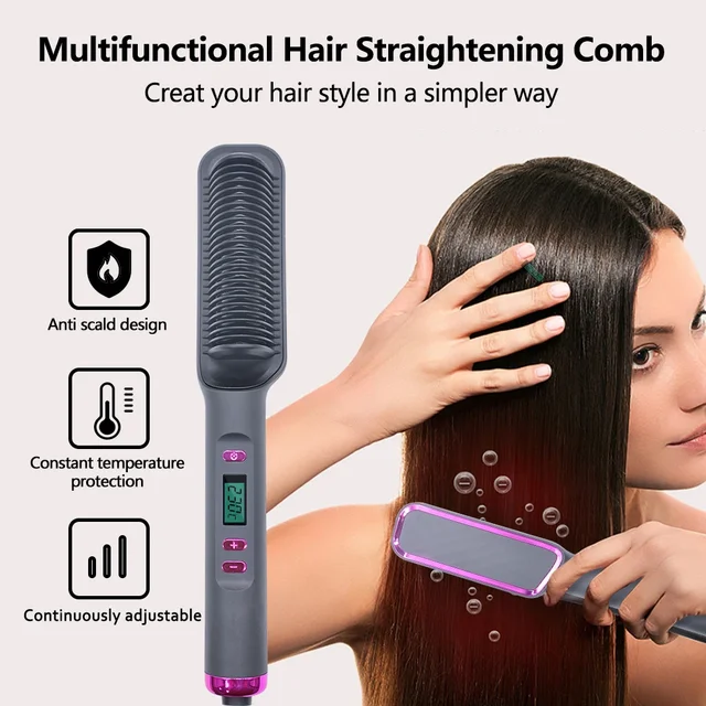 Electric Hot Comb Straight Hair Straightener Comb Straightening Brush Negative Ion Multifunctional Anti-Scalding Styling Tool 3