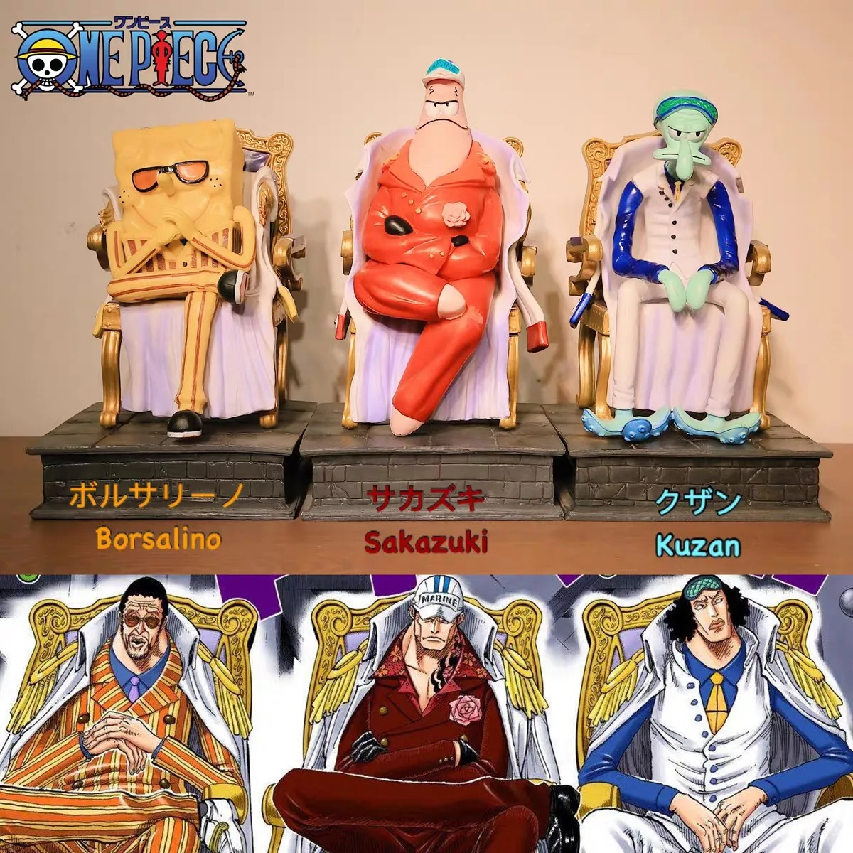 Anime One Piece Chopper Patrick Star Cos Sakazuki Kuzan Borsalino Navy Tre Generali Modello Decorazione Giocattolo