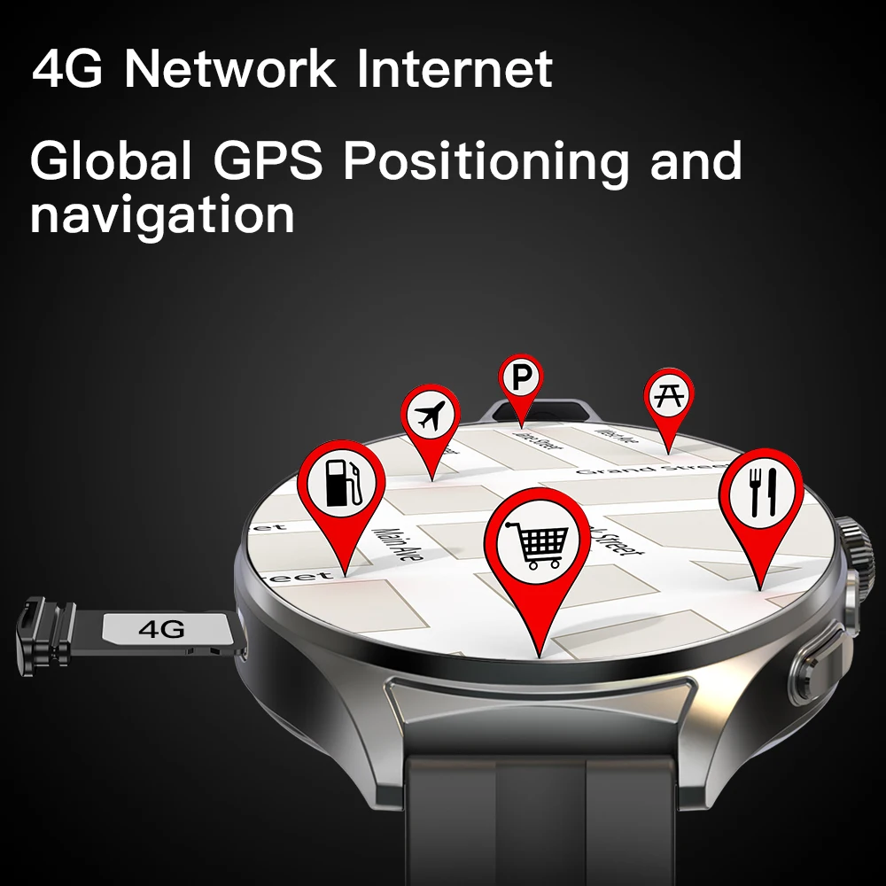 KOM4  4G LTE Ʈ ġ, ȵ̵ 8.1 GPS, 1.43 ġ HD ũ,  ī޶,  ÷ , SIM ī,  Ʈġ, 4GB + 64GB