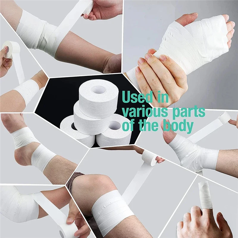 1 ROLL 2.5/3.8/5cm 9.1 Meter Sports Tape Cotton Bandage Binding Twisted Fingers Ankles Wrist Support Muscle Pain