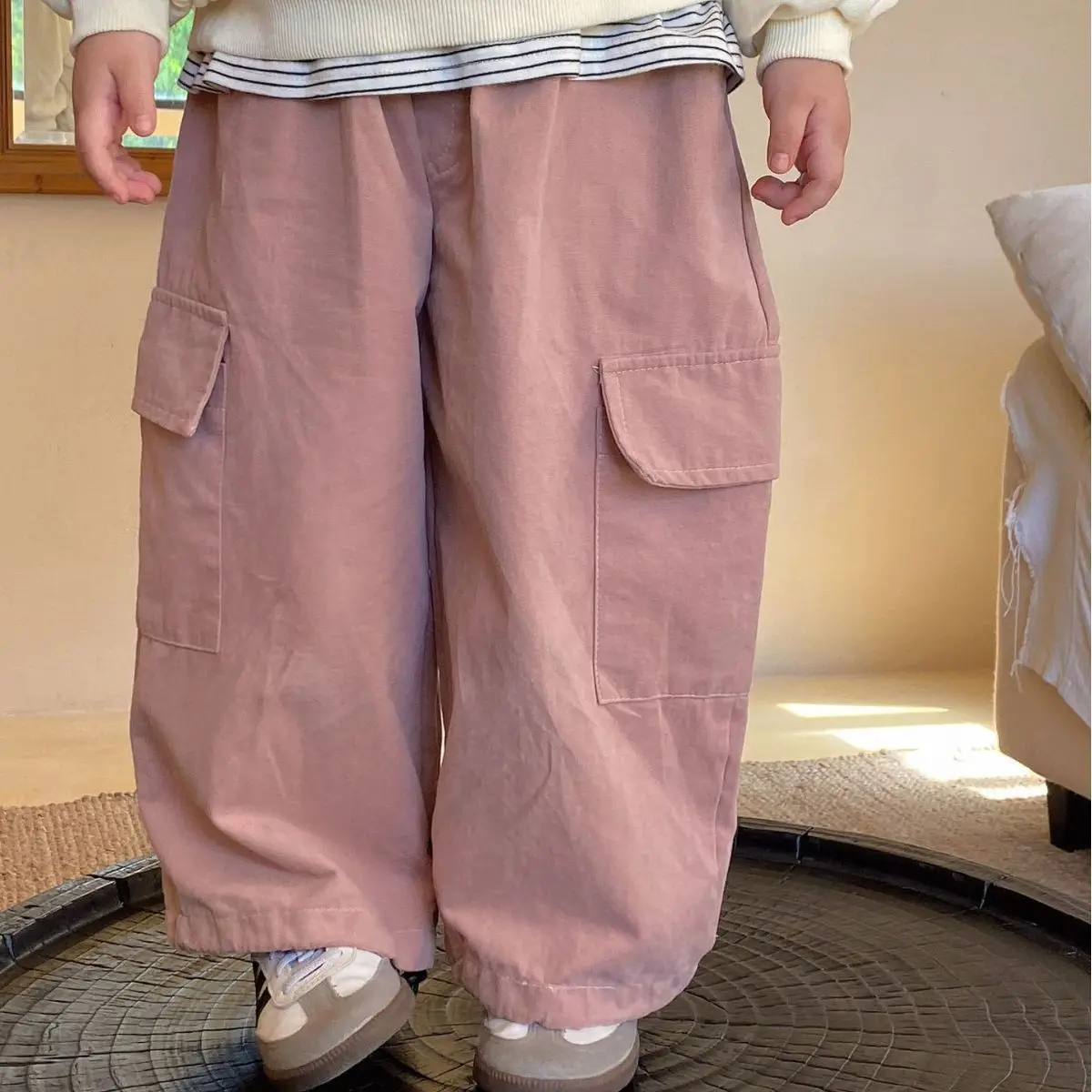 

Autumn Children Solid Dungarees Kid Boy Sport Pockets Casual Pants Toddler Girl Fashion Loose Cotton Trousers Baby Costume