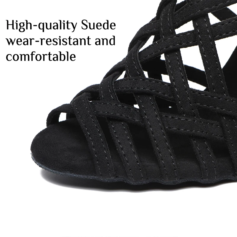 DKZSYIM Women Latin Dance Boots High Top Ballroom Dance Shoes Ladies Girls Soft Soles Tango/Salsa Dance Shoes High Heels 5-10CM 6