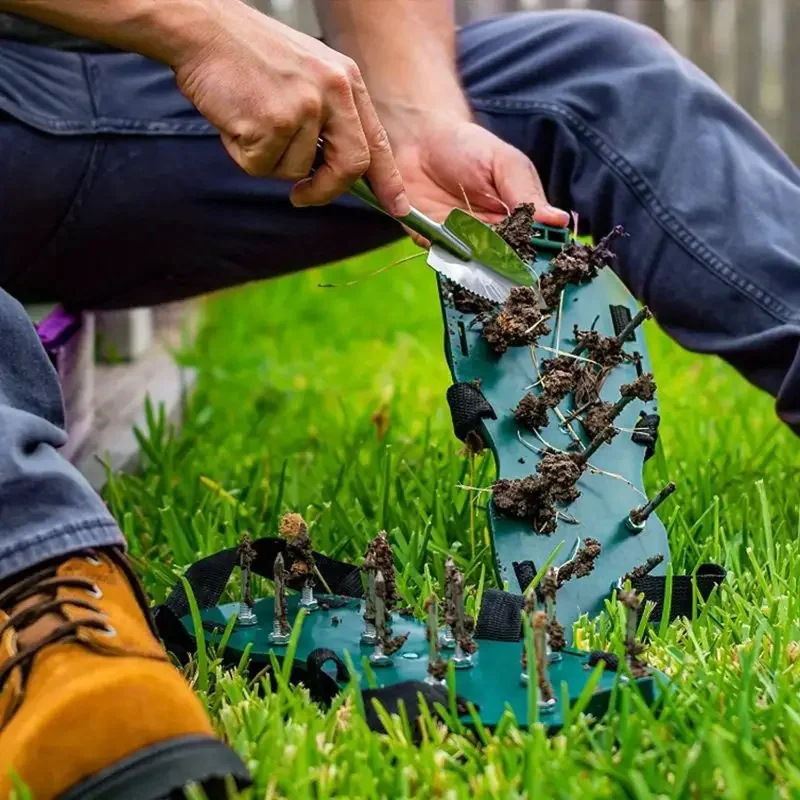 1Pair Garden lawn aerator shoes Spike Shoe Garden Lawn Aerator Garden Yard Grass Cultivator Scarification Nail Tool Tools