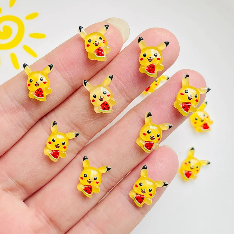 

50Pcs New Cute Mini 10*12mm Resin Pikachu Little Small Animals Series Flatback Ornament Jewelry Manicure Hairwear Accessories