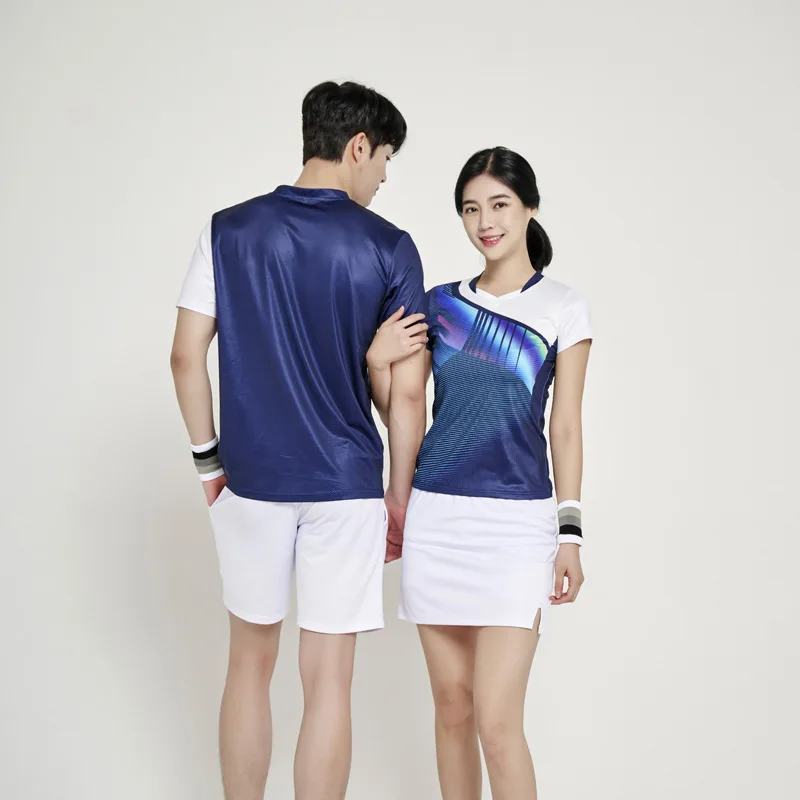Spring/Summer New Korean Badminton Uniform Short sleeved Men's and Women's Quick Drying Sports Training Team Kit