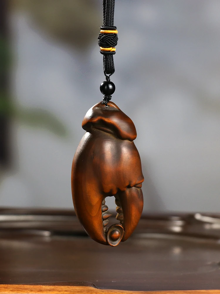 

Solid Wood Crafted Pendant - Yin and Yang Feng Shui Inspired Crab Pliers Design, Traditional Chinese Ingot Symbolism for Home