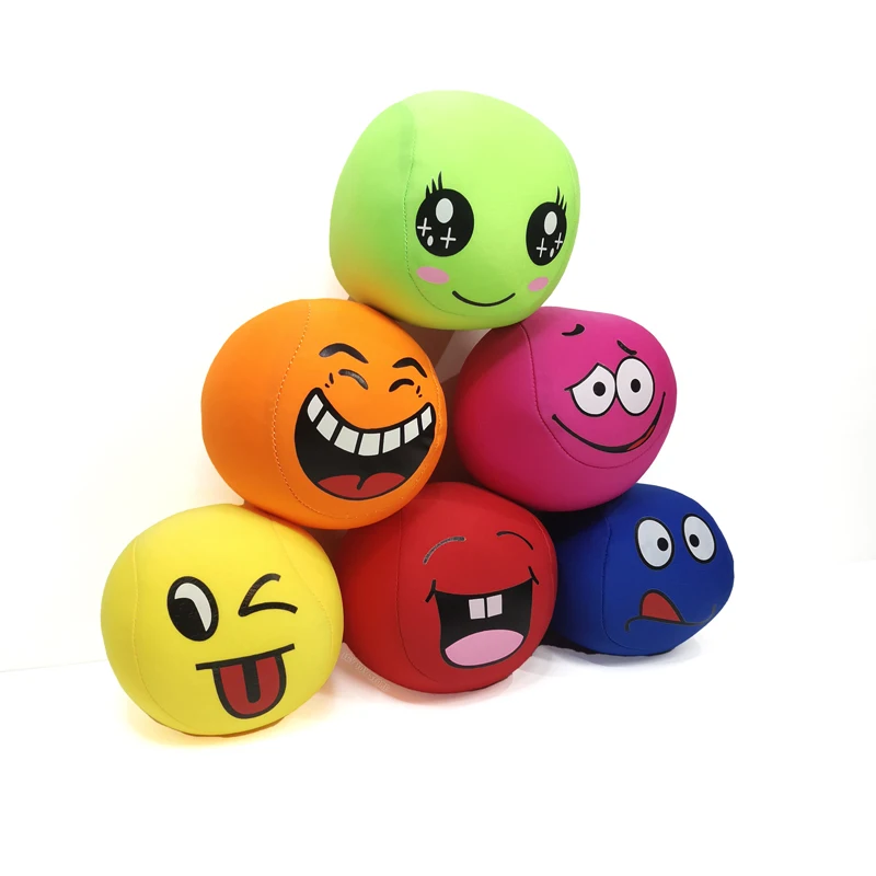 Smiley Face Expression Round Sandbag Soft Pearl Cotton Children\'s Autism Mood Expression Toys Kindergarten Outdoor Throw Sports