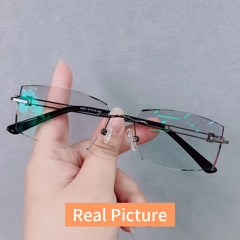 Vintage Gentleman Style Anti Blue Light Rimless Men Myopia