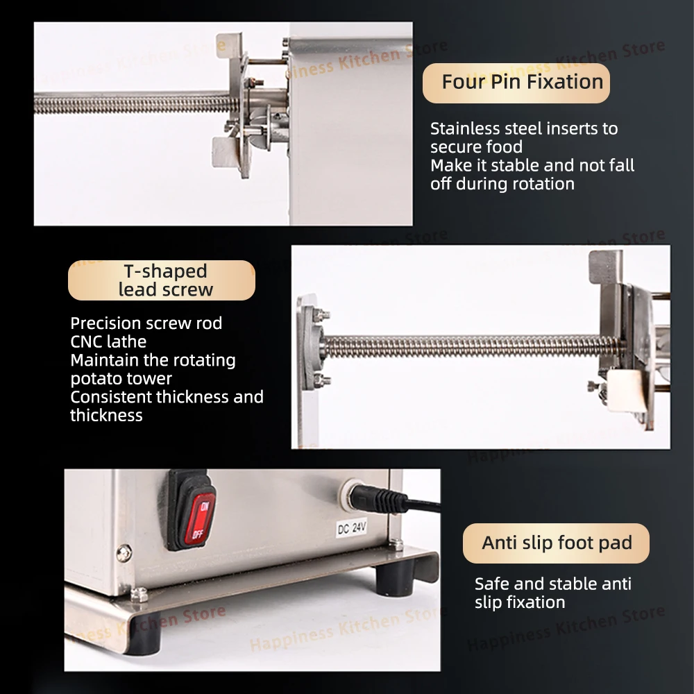 Electric Potato Cutter, Potato Curly Fries Cutting Machine, Automatic Vegetable Processor With 3 Blades