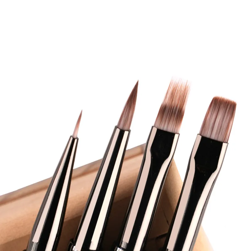 Nail Art Brush Triangular Spatula Drawing Painting Line Pen Liner Gradient Flat Round Metal French Manicure Tools 2