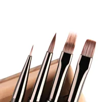 Nail Art Brush Triangular Spatula Drawing Painting Line Pen Liner Gradient Flat Round Metal French Manicure Tools 2