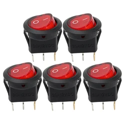 Illuminated Red LED Round Mini Rocker Switch (5pcs red)