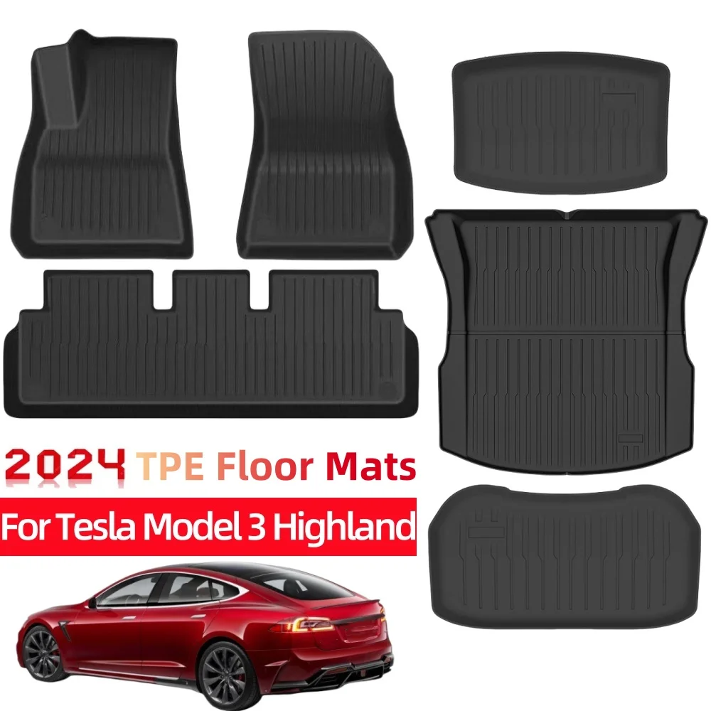 

For Tesla Model 3 Highland 2024 TPE Floor Mats,RHD LHD All Weather Floor Mats Waterproof Anti Scratch Trunk Mat Cargo Liners