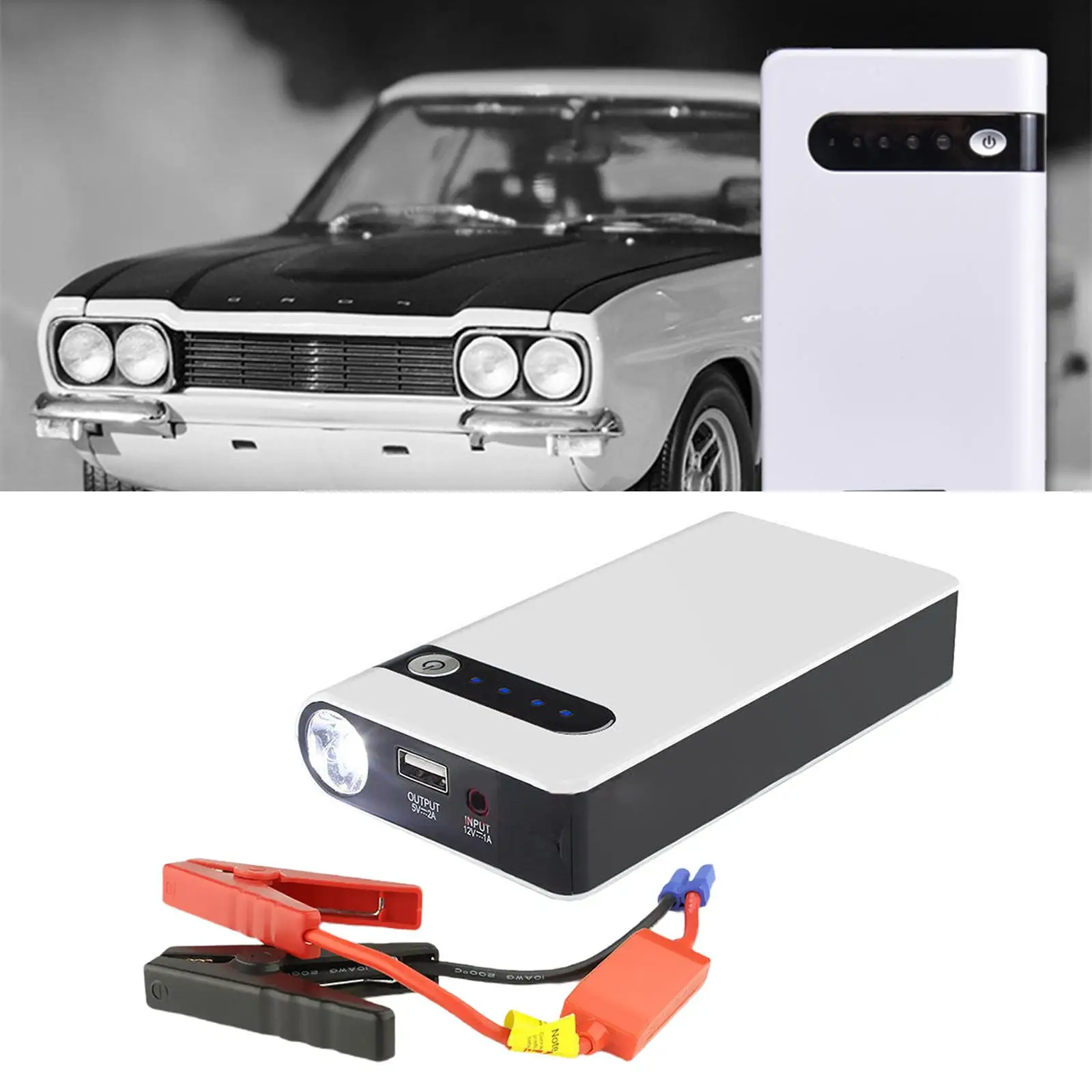 Portable Car Jump Starter 12V 8000mAh Flashlight Laptop Phones Charger US