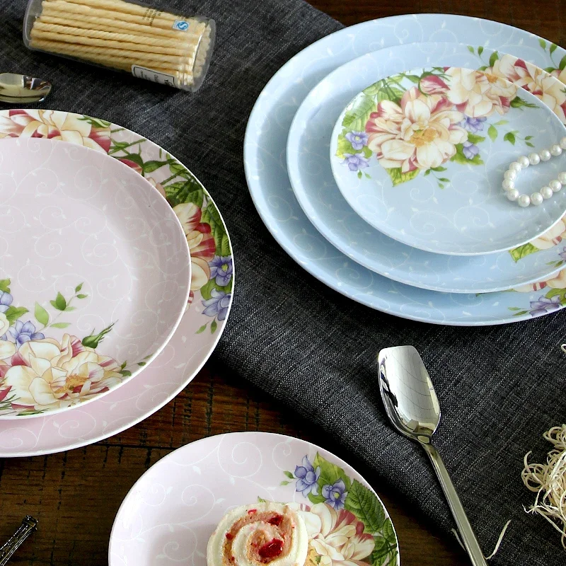 6inch, 4pcs/set, Real Bone China Sushi Plate Floral Design, Vintage Ceramic Dessert Plates, Small Sauce Dish for Chinese Dinner