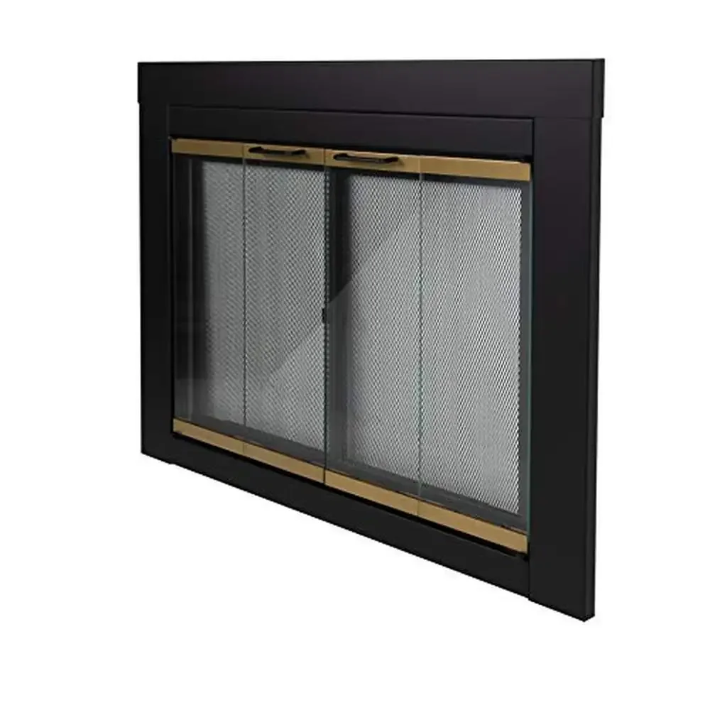 Fireplace Glass Door Small Black Bi-fold Doors Clear Glass Mesh Panel 6