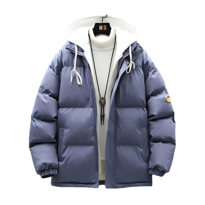 

2022 New Two Cotton-Padded Men's Baggy Bread Coat Hooded Jacket Student Cotton-padded Clothing Trend M-3XL Coat