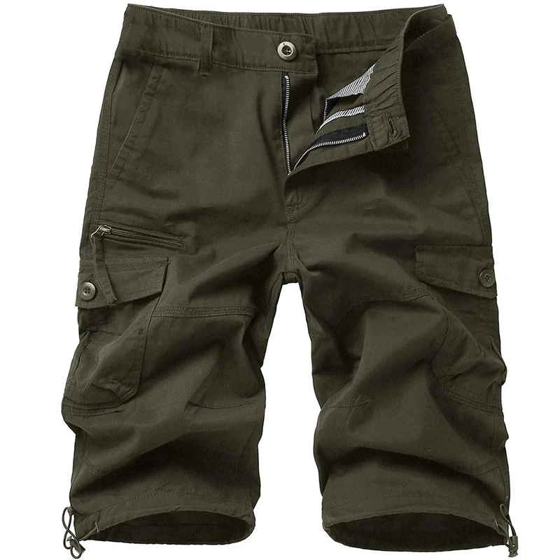 EKLENTSON Herren-Wandershorts, mehrere Taschen, elastische Taille, Cargo-Shorts, Sommer, Camping, Reisen, männliche Outdoor-Shorts, ohne Gürtel – Detail 14
