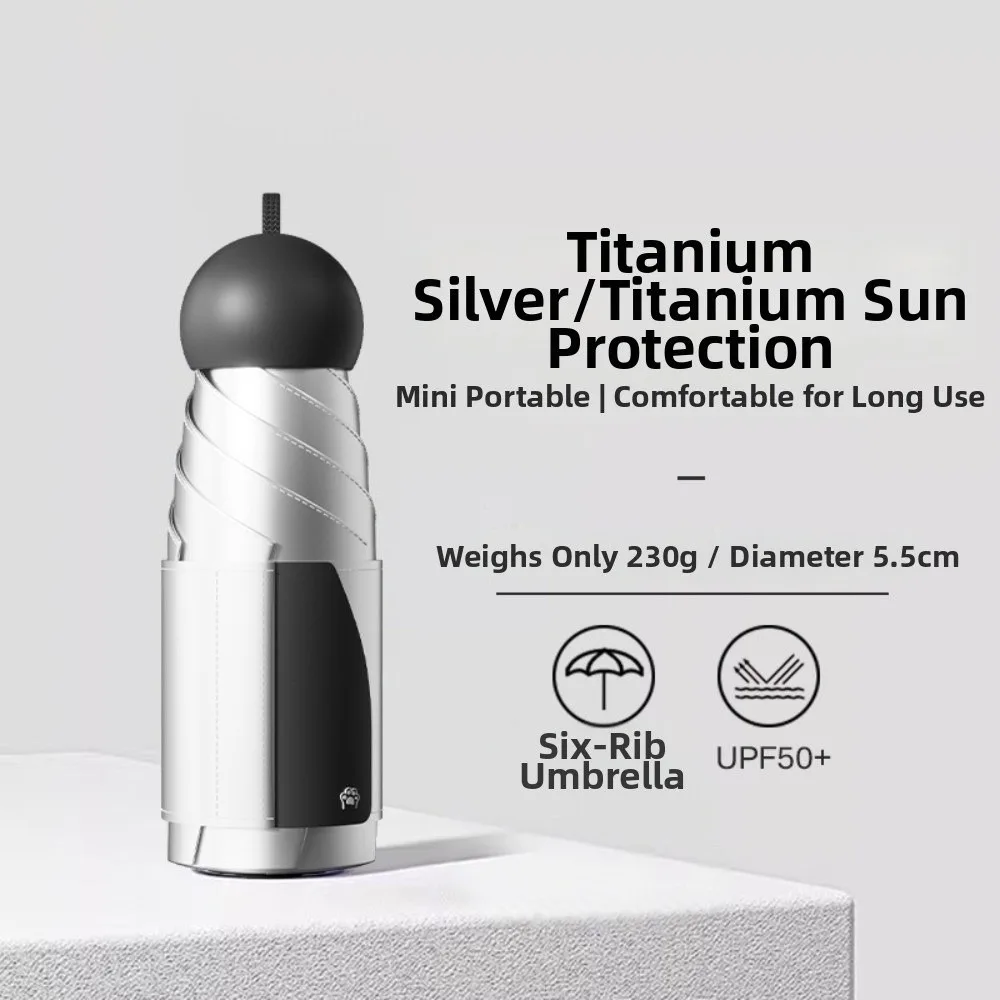 Titanium Silver UV Protection Sun and Rain Compact Folding Umbrella