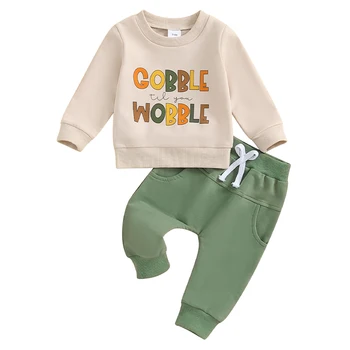 Baby Boy Thanksgiving Sweatshirt & Pants Set 1