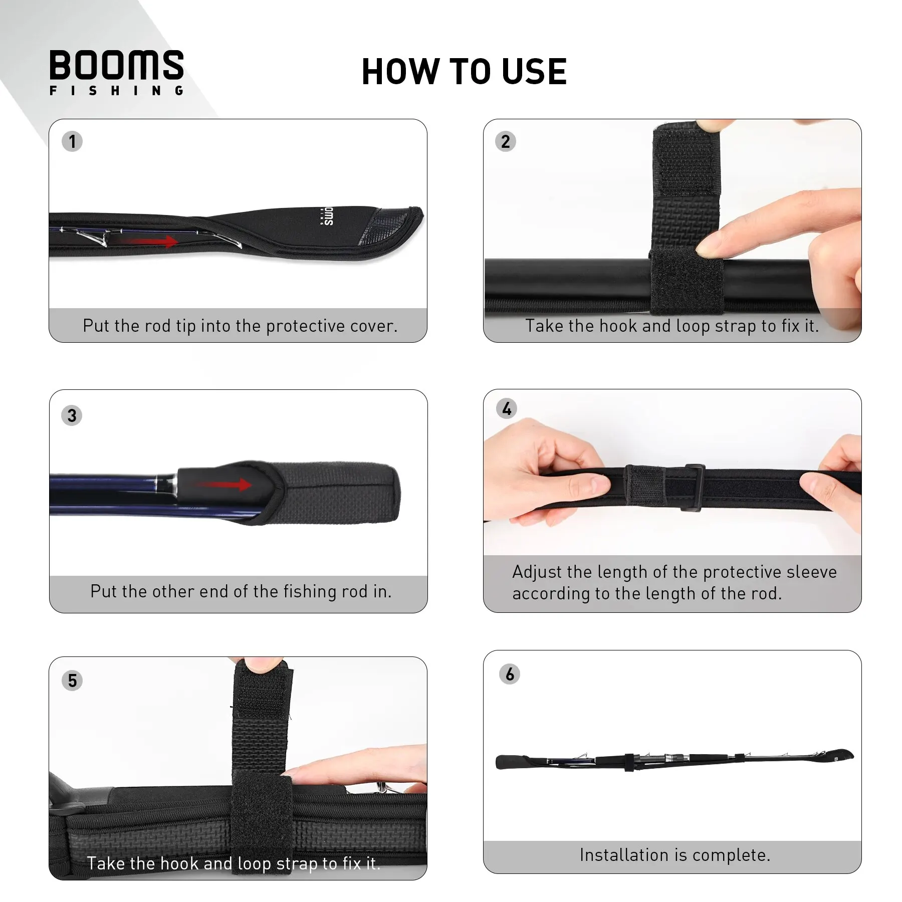Fishing Rod Protective Sheath Case Booms Fishing RS6 Fly Fishing Rods Cover Pole Bag Holder Belt Straps Wrap Portable Tools Accessories