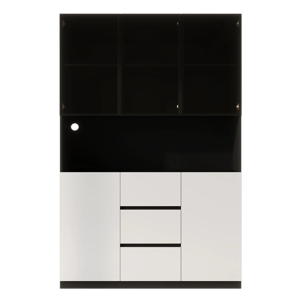 Bücherregal mit Glastüren und LED-Beleuchtung, Vitrine mit offenem Fach und 3 Türen, Aktenschrank für Ordner und Bücher – Detail 37