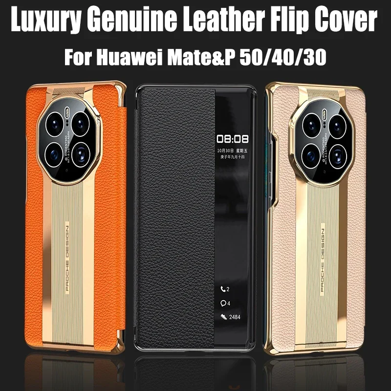

Чехол-книжка из натуральной кожи для HUAWEI Mate 60 50 40 30 Pro Plus P50 Magic 3 4 Pro