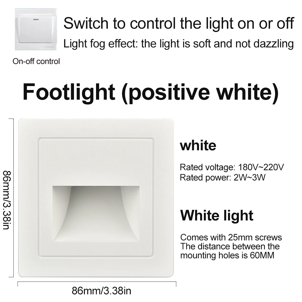Led Light Led Wall Lamp Wall Light Recessed Stair Light 180-220V Wall Sconce Step Stairway Aisle Lamps Flush-mounted Warm Cool White Basement Passage